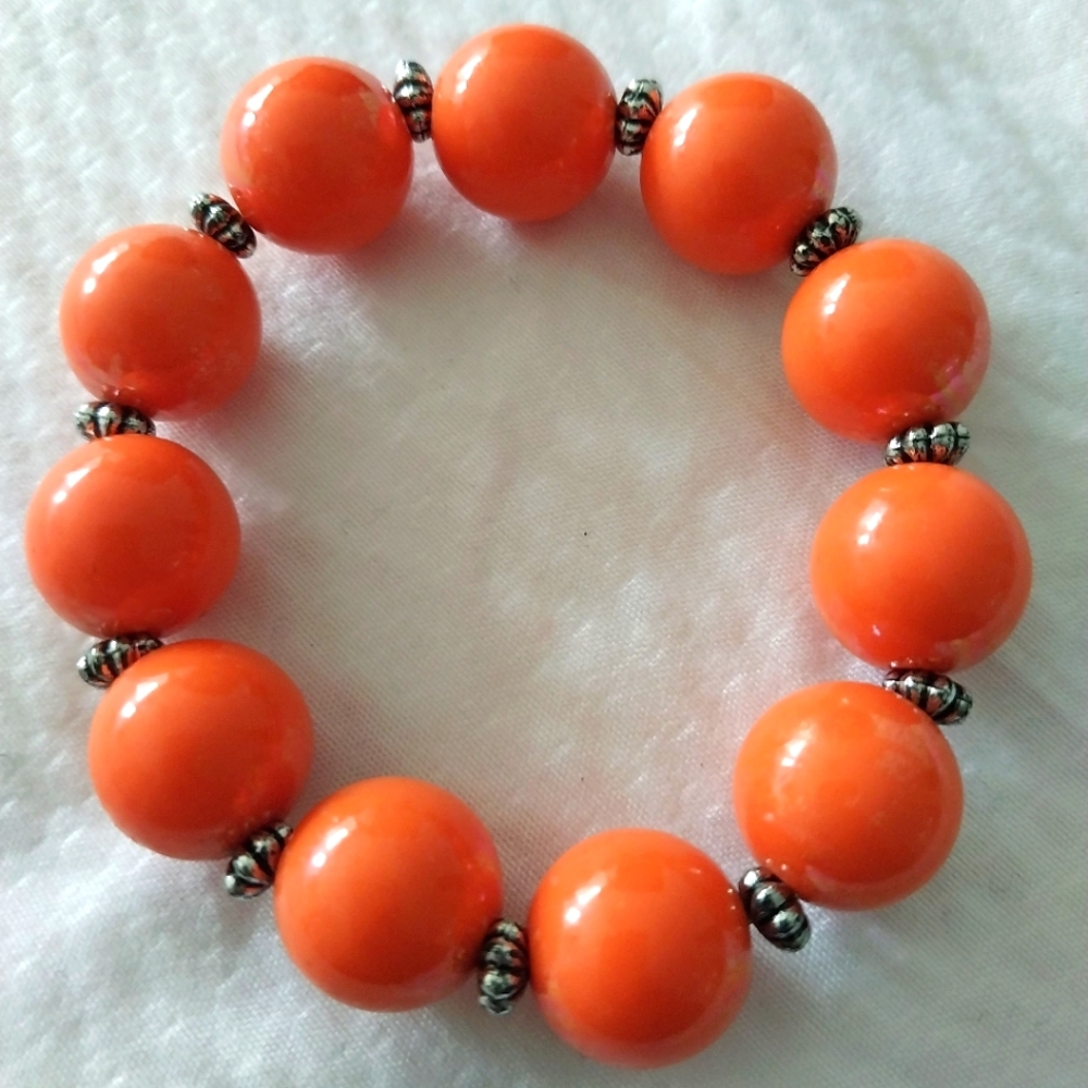 Large Orange Bead Bracelet